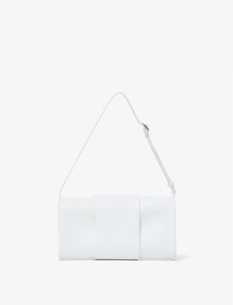 Back image of Flip Shoulder Bag in Optic White with strap