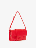Side image of Flip Shoulder Bag with strap in red