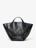 Back image of Large Chelsea Tote in Perforated Leather in black