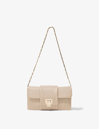 Front image of Flip Shoulder Chain Clutch in TAUPE