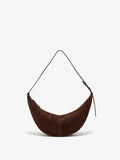 Front image of Slide Bag in Soft Suede in Chocolate