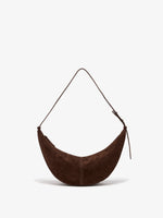 Front image of Slide Bag in Soft Suede in Chocolate