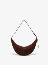 Front image of Slide Bag in Soft Suede in Chocolate