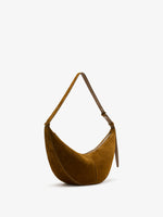 Side image of Slide Bag in Soft Suede in Fern