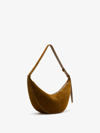 Side image of Slide Bag in Soft Suede in Fern