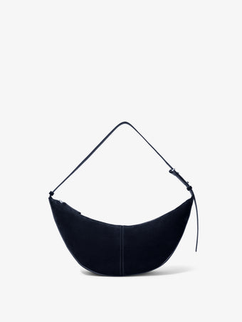 Proenza Schouler Front image of Slide Bag in Soft Suede in Dark Navy