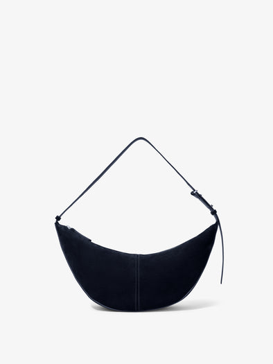 Proenza Schouler Front image of Slide Bag in Soft Suede in Dark Navy