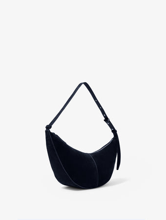 Proenza Schouler Side image of Slide Bag in Soft Suede in Dark Navy