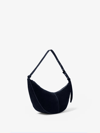 Proenza Schouler Side image of Slide Bag in Soft Suede in Dark Navy