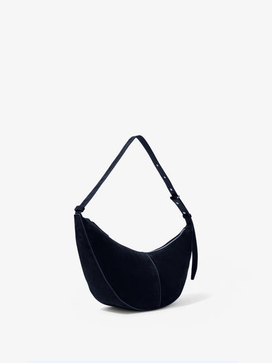 Proenza Schouler Side image of Slide Bag in Soft Suede in Dark Navy