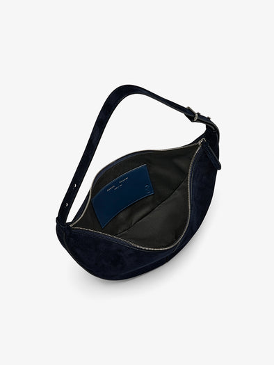 Proenza Schouler Aerial image of Slide Bag in Soft Suede in Dark Navy