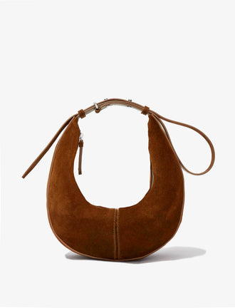 Front image of Slide Bag in Soft Suede in SADDLE