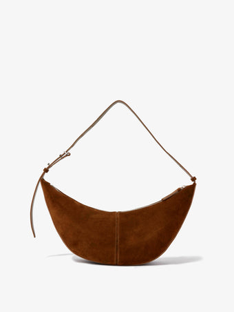 Front image of Slide Bag in Soft Suede in SADDLE