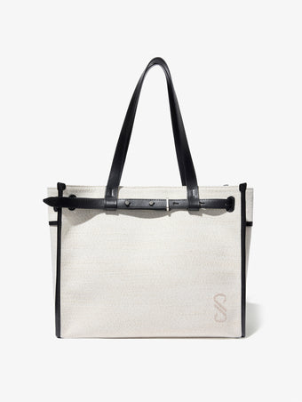 Front image of Belted Tote in Canvas in NATURAL