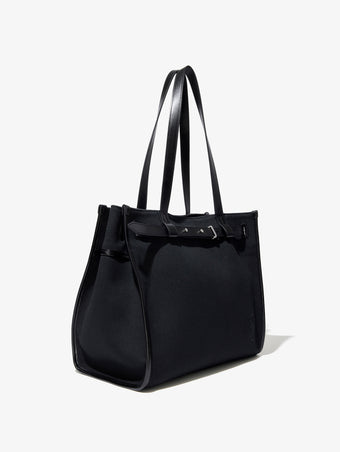 Side image of Belted Tote in Canvas in BLACK