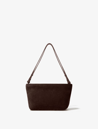 Front image of Bond Bag in Suede in Chocolate