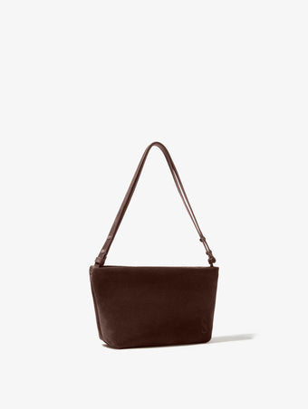 Side image of Bond Bag in Suede in Chocolate