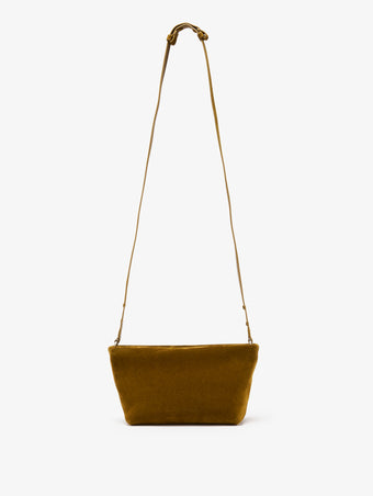 Proenza Schouler Front image of Bond Bag in Suede in Fern with strap extended