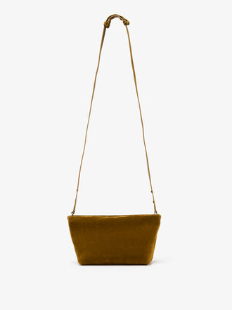 Proenza Schouler Front image of Bond Bag in Suede in Fern with strap extended