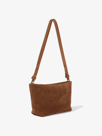 Side image of Bond Bag in Suede in saddle