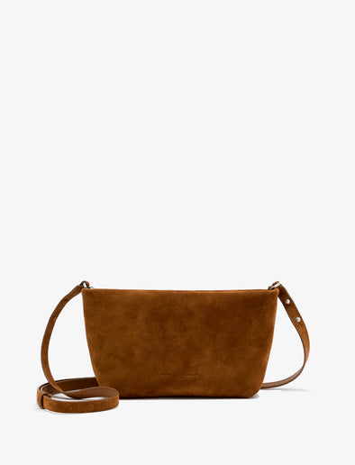 Front image of Bond Bag in Suede in saddle