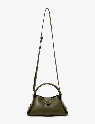 Front image of Mini Park Crossbody Bag in OLIVE with strap extended
