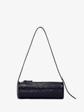 Front image of Silo Bag in Ostrich Embossed Calf in BLACK