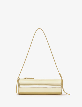 Front image of Silo Bag in Soft Mirrored Fabric in LIGHT GOLD
