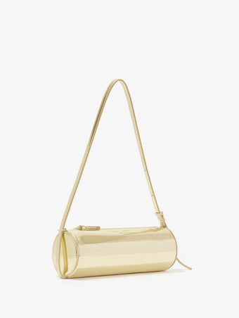 Side image of Silo Bag in Soft Mirrored Fabric in LIGHT GOLD