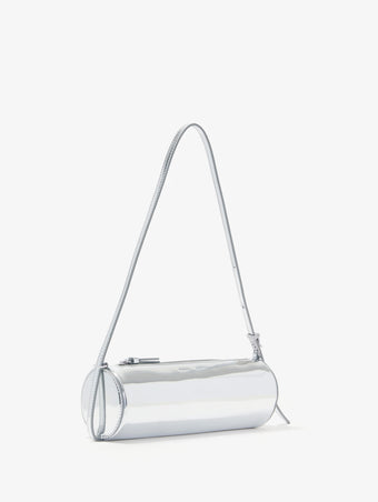 Side image of Silo Bag in Soft Mirrored Fabric in SILVER