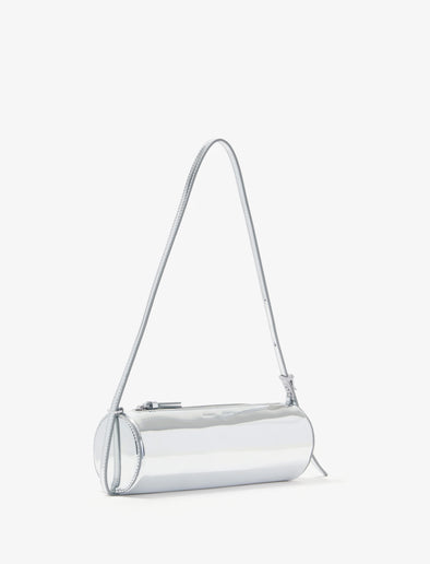 Side image of Silo Bag in Soft Mirrored Fabric in SILVER