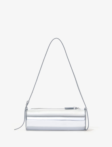 Back image of Silo Bag in Soft Mirrored Fabric in SILVER