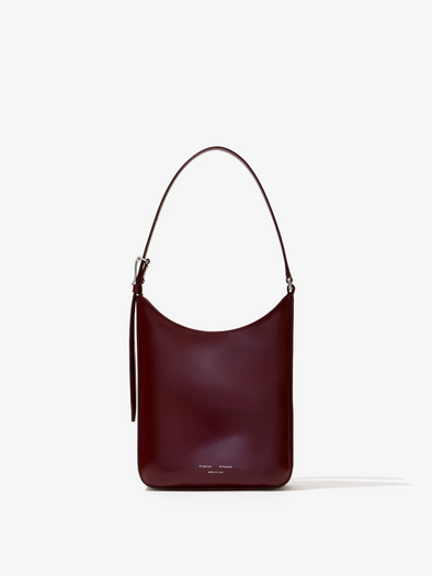 Front image of Slope Shoulder Bag In Soft Spazzolato in DARK RED