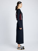 Image of model wearing Slope Shoulder Bag In Soft Spazzolato in DARK RED