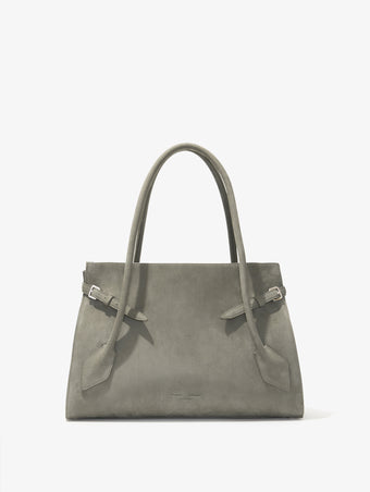 Proenza Schouler Front image of Tate Bag in Nubuck Calf in SLATE with sides cinched