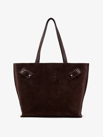 Proenza Schouler Front image of Days Tote in Soft Suede in Chocolate
