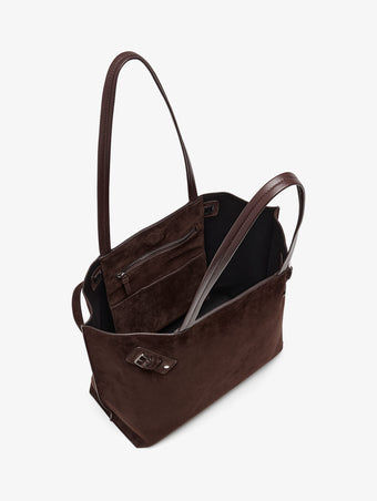 Proenza Schouler Aerial image of Days Tote in Soft Suede in Chocolate