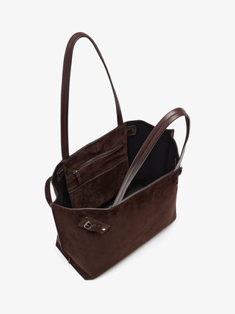 Proenza Schouler Aerial image of Days Tote in Soft Suede in Chocolate