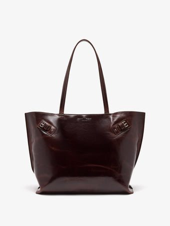 Proenza Schouler Front image of Days Tote in Pull Up Calf Skin in Dark Brown