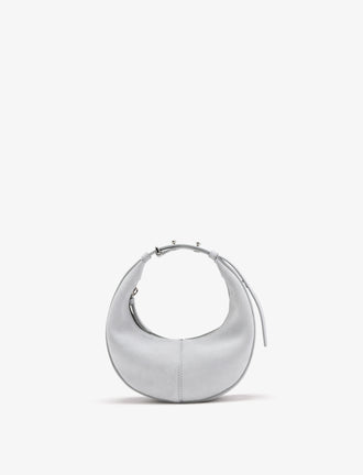 Front image of Mini Slide Bag in Soft Suede in Smoke