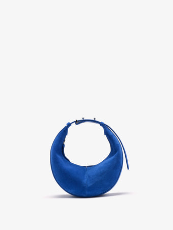 Front image of Mini Slide Bag in Soft Suede in Cobalt