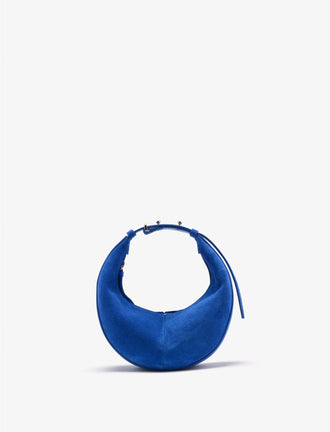 Front image of Mini Slide Bag in Soft Suede in Cobalt