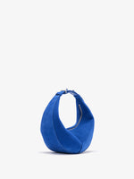 Side image of Mini Slide Bag in Soft Suede in Cobalt