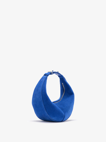 Side image of Mini Slide Bag in Soft Suede in Cobalt