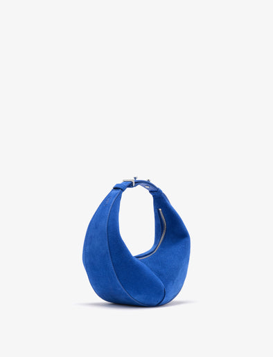 Side image of Mini Slide Bag in Soft Suede in Cobalt