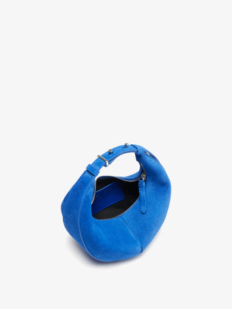 Aerial image of Mini Slide Bag in Soft Suede in Cobalt