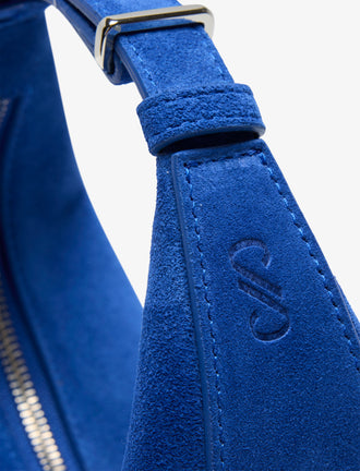 Detail image of Mini Slide Bag in Soft Suede in Cobalt