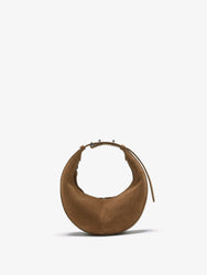 Front image of Mini Slide Bag in Soft Suede in Cumin