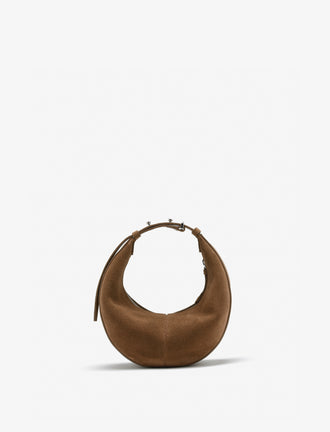 Front image of Mini Slide Bag in Soft Suede in Cumin