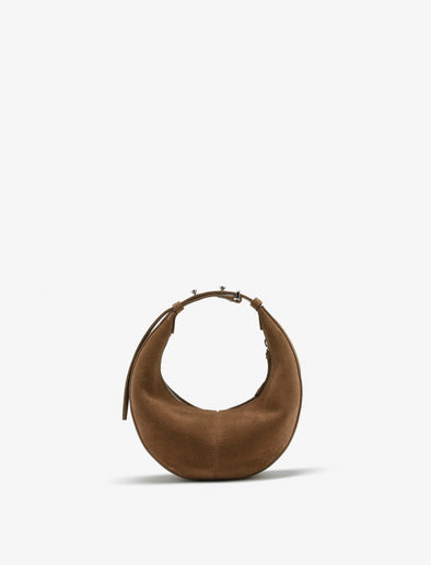 Front image of Mini Slide Bag in Soft Suede in Cumin